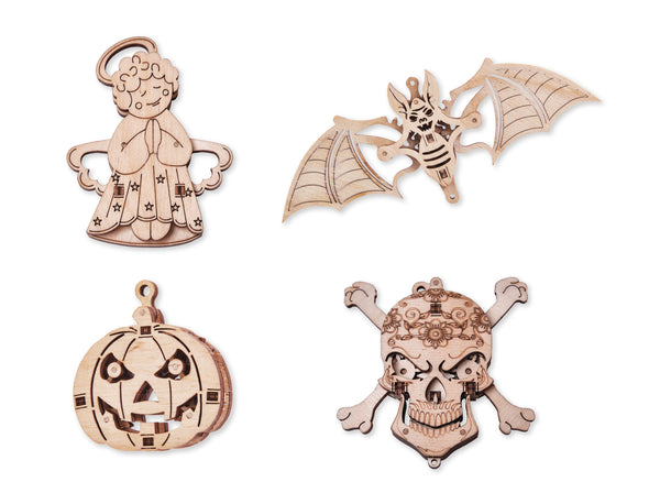 Set of Mini 3D Puzzles №2 - Bat, Angel, Skull, Pumpkin