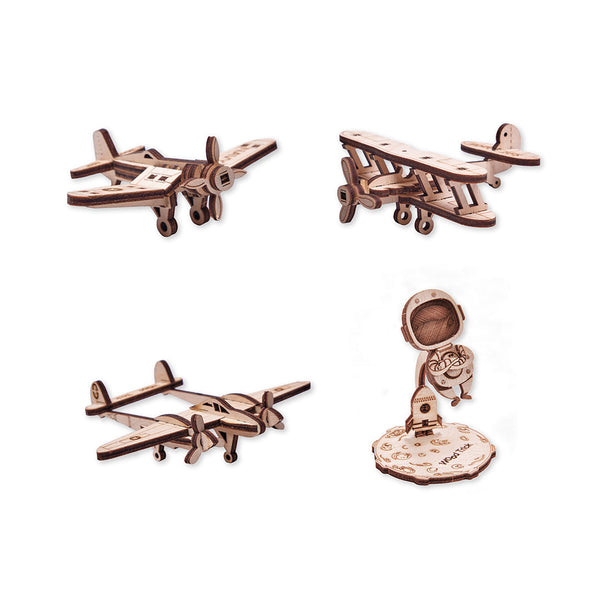 Set-of-Mini-3D-Puzzles-№1-Planes-and-Astronaut-from-WoodTrick-1